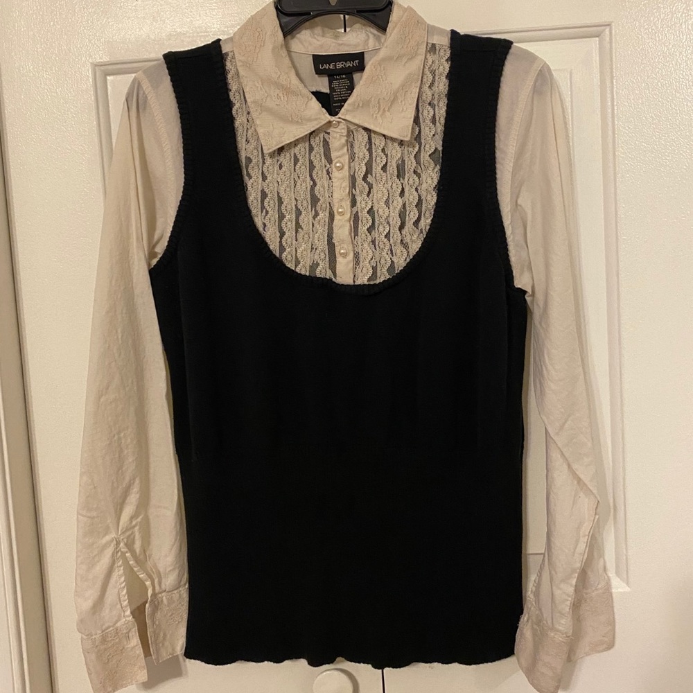 Lane Bryant button-down with sweater